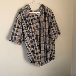 Light Plaid Short Sleeve Button Up